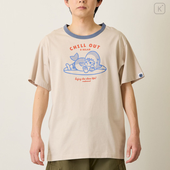 Japan Mofusand T-shirt (XL) - Board Shark! Chill Out Mocha - 4