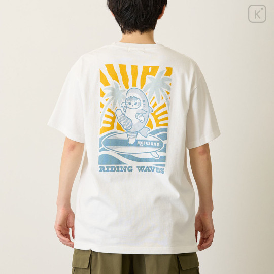 Japan Mofusand T-shirt (L) - Board Shark! Riding Waves White - 8