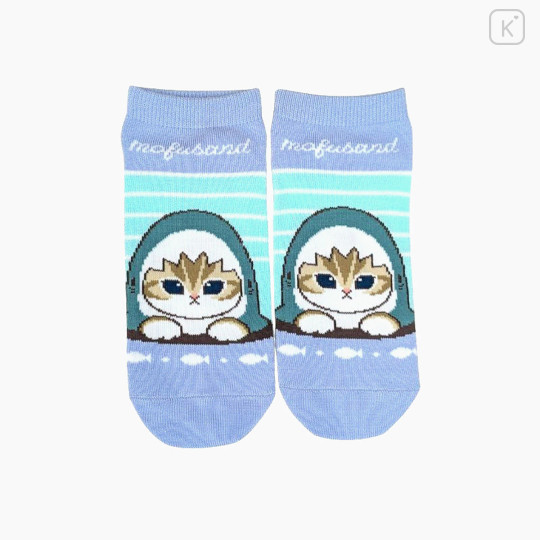 Japan Mofusand Front Ankle Socks - Blue Shark Peeking - 1