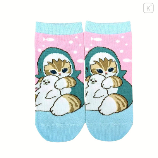 Japan Mofusand Front Ankle Socks - Blue Shark Friends - 1