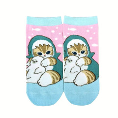 Japan Mofusand Front Ankle Socks - Blue Shark Friends