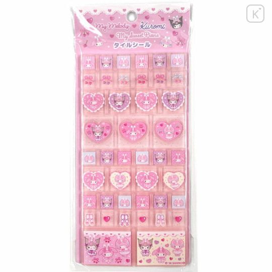 Japan Sanrio Tile Sticker - Kuromi & My Melody & My Sweet Piano - 1