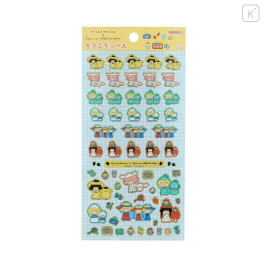 Japan Mizutama × Sanrio Glitter Edge Sticker - Yellow - 1