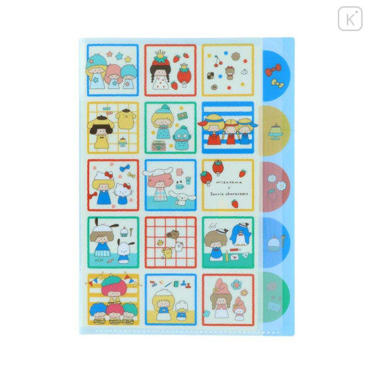 Japan Mizutama × Sanrio 5 Pockets A4 Clear File - Square - 1