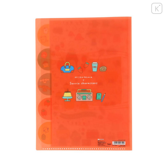 Japan Mizutama × Sanrio 5 Pockets A4 Clear File - Mix - 2