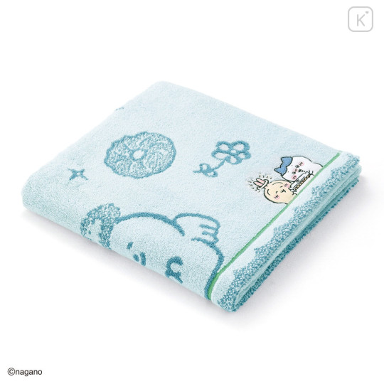 Japan Chiikawa Bath Towel - Chiikawa & Usagi : Let's Eat Donuts Blue - 1
