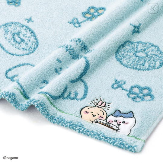 Japan Chiikawa Face Towel - Hachiware & Usagi : Let's Eat Donuts Blue - 2