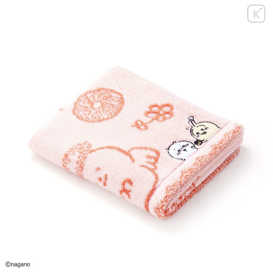 Japan Chiikawa Face Towel - Chiikawa & Usagi : Let's Eat Donuts Pink - 1