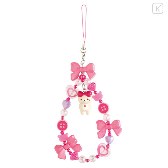 Japan San-X Original Bead Strap with Mascot - Korilakkuma : Lots of Korilakkuma Gal Leopard Pink - 1
