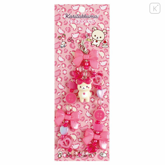 Japan San-X Original Bead Strap with Mascot - Korilakkuma : Lots of Korilakkuma Gal Leopard Pink - 2