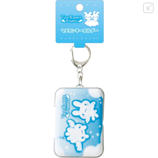 Japan San-X Original Mini Accessory Case Keychain - Twin Rabbit Angels : Tin Can - 1