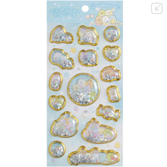 Japan San-X Original Sparkling Puffy Air Sticker - Sumikko Gurashi : Gummy Gummy Party Blue - 1