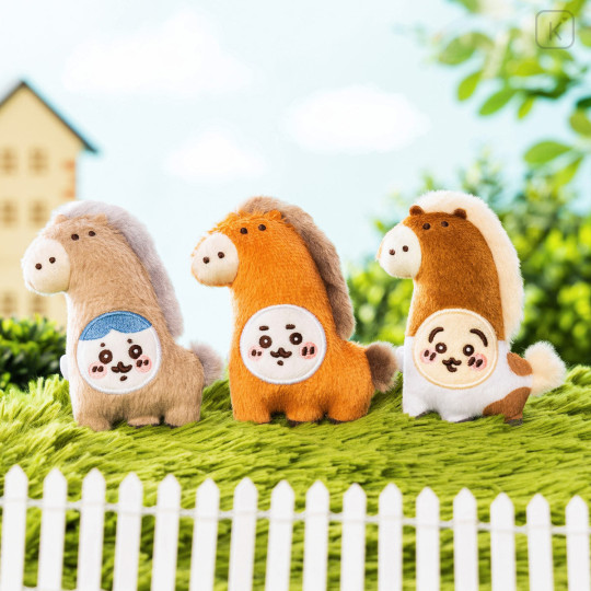 Japan Chiikawa Plush Badge Set - Chiikawa & Hachiware & Usagi : Become a Horse - 2