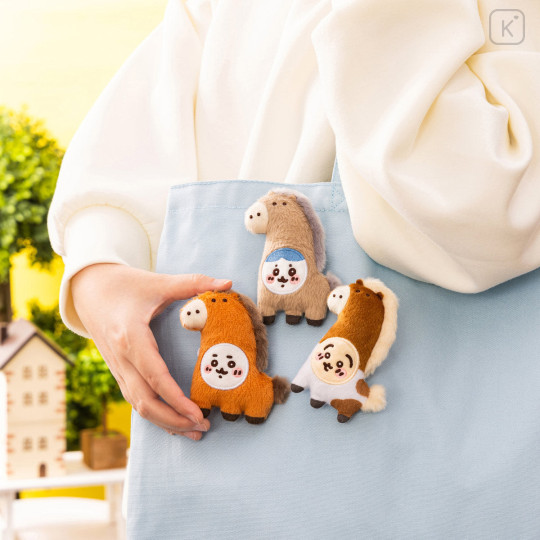 Japan Chiikawa Plush Badge Set - Chiikawa & Hachiware & Usagi : Become a Horse - 3