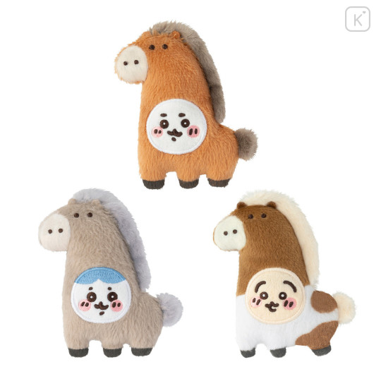 Japan Chiikawa Plush Badge Set - Chiikawa & Hachiware & Usagi : Become a Horse - 4