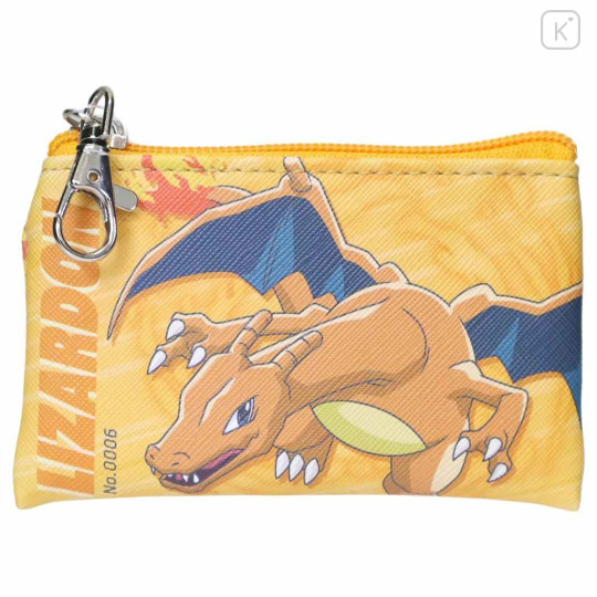 Japan Pokemon Mini Flat Pouch Multi-Case with Carabiner - Charizard : Smash Color - 1