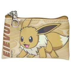 Japan Pokemon Mini Flat Pouch Multi-Case with Carabiner - Eevee : Smash Color
