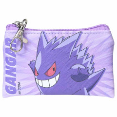 Japan Pokemon Mini Flat Pouch Multi-Case with Carabiner - Gengar : Smash Color