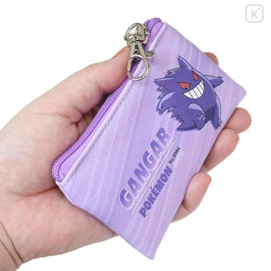Japan Pokemon Mini Flat Pouch Multi-Case with Carabiner - Gengar : Smash Color - 2