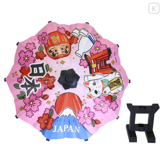 Japan Action Mascot Ballpoint Pen - Traditional Umbrella Stand Sakura Lucky Cat Pink - 1