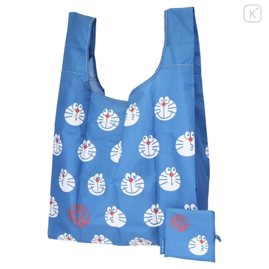 Japan Doraemon Eco Shopping Bag With Pouch - Doraemon : Line Up Funny Face - 1
