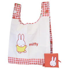 Japan Miffy Eco Shopping Bag With Pouch - Gingham Cherry