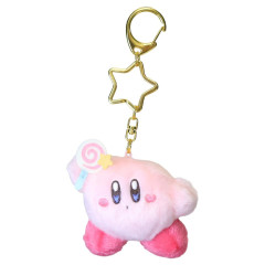 Japan Kirby Mini Fluffy Plush Keychain - Kirby : Lollipop