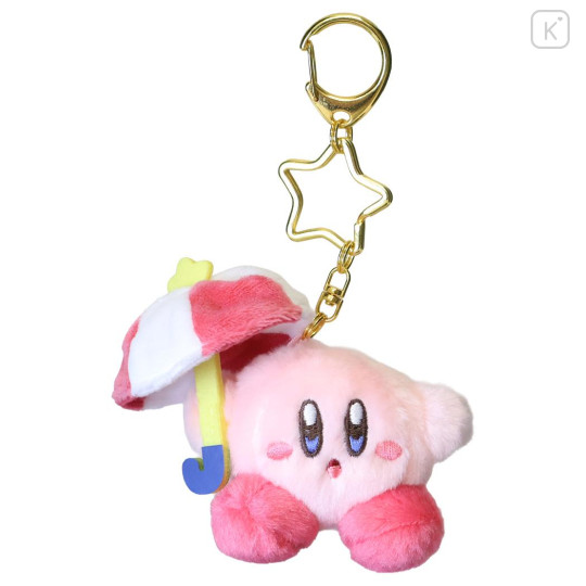 Japan Kirby Mini Fluffy Plush Keychain - Kirby : Umbrella - 1