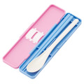 Japan Care Bears Chopsticks 18cm & Spoon with Case - Blue Pink White - 2