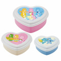 Japan Care Bears Nesting Food Storage Container Set - Heart Shape Blue Pink White - 1