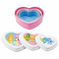 Japan Care Bears Nesting Food Storage Container Set - Heart Shape Blue Pink White - 2