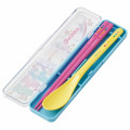 Japan Care Bears Chopsticks 18cm & Spoon with Case - Blue Pink Yellow - 2