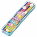 Japan Care Bears Chopsticks 18cm & Spoon with Case - Blue Pink Yellow - 3