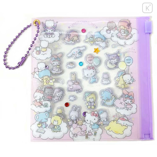 Japan Sanrio Deco Petit Sticker with Clear Case Ball Chain - Characters 3D Dream Party - 1