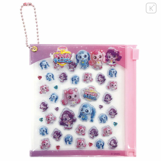 Japan Catch Teenieping Deco Petit Sticker with Clear Case Ball Chain - 3D Pink - 1