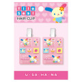 Japan Sanrio Tile Seal Acrylic Hair Clip Set - Usahana : Pink - 1