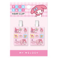 Japan Sanrio Tile Seal Acrylic Hair Clip Set - My Melody : Pink - 1