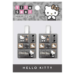 Japan Sanrio Tile Seal Acrylic Hair Clip Set - Hello Kitty : Black