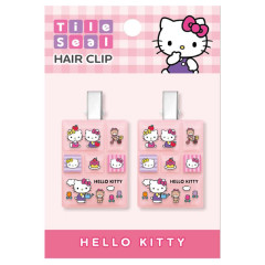 Japan Sanrio Tile Seal Acrylic Hair Clip Set - Hello Kitty & Mimmy & Tiny Chum