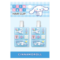 Japan Sanrio Tile Seal Acrylic Hair Clip Set - Cinnamoroll : Blue