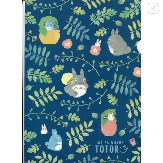 Japan Ghibli A4 Clear File - Totoro : Colorful Leaf Navy - 1