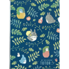 Japan Ghibli A4 Clear File - Totoro : Colorful Leaf Navy