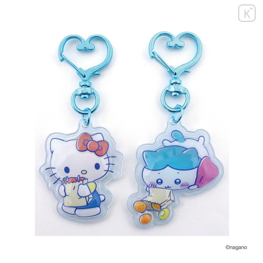 Japan Chiikawa × Sanrio Puffy Keychain Set - Hachiware & Hello Kitty - 1