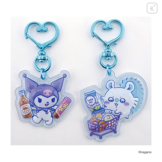 Japan Chiikawa × Sanrio Puffy Keychain Set - Kuromi & Momonga - 1