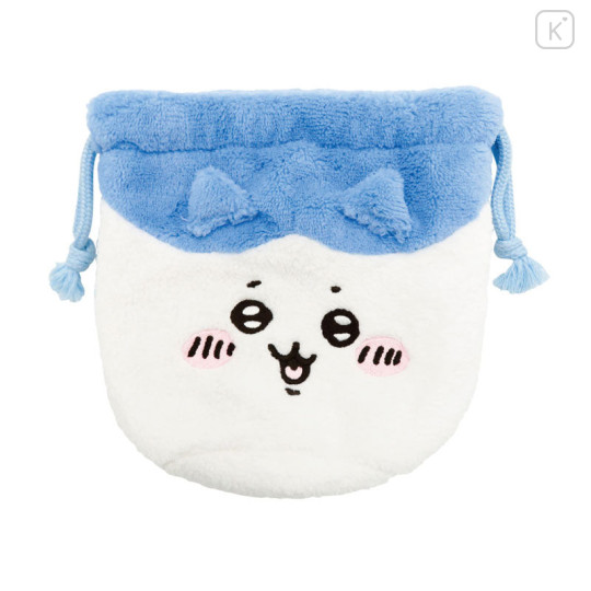 Japan Chiikawa Fluffy Drawstring Bag - Hachiware : Face - 2