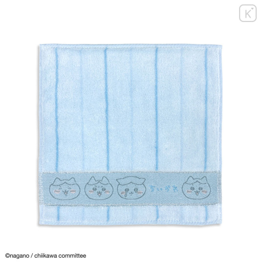 Japan Chiikawa Mini Towel Handkerchief - Hachiware : Striped Blue - 1