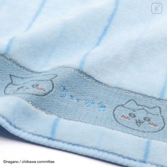 Japan Chiikawa Mini Towel Handkerchief - Hachiware : Striped Blue - 2
