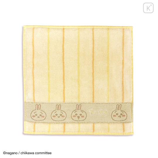 Japan Chiikawa Mini Towel Handkerchief - Usagi : Striped Yellow - 1