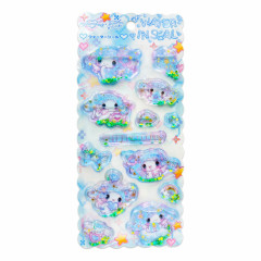 Japan Amenomori Fumika × Sanrio Water In Seal Sequins Puffy Sticker - Cinnamoroll : Angel Sparkling 3D