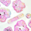 Japan Amenomori Fumika × Sanrio Water In Seal Sequins Puffy Sticker - Hello Kitty : Pink Angel Sparkling 3D - 2